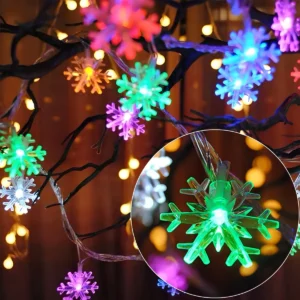 Luces Led Navideñas Diseños Multicolor 3.5m 20 Focos Luces Multicolor Copos De Nieve