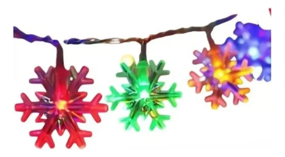 Luces Led Navideñas Diseños Multicolor 3.5m 20 Focos Luces Multicolor Copos De Nieve - Imagen 2