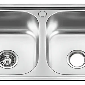 Lavaplatos Doble Empotrado De Acero Inoxidable 78x43 Cm