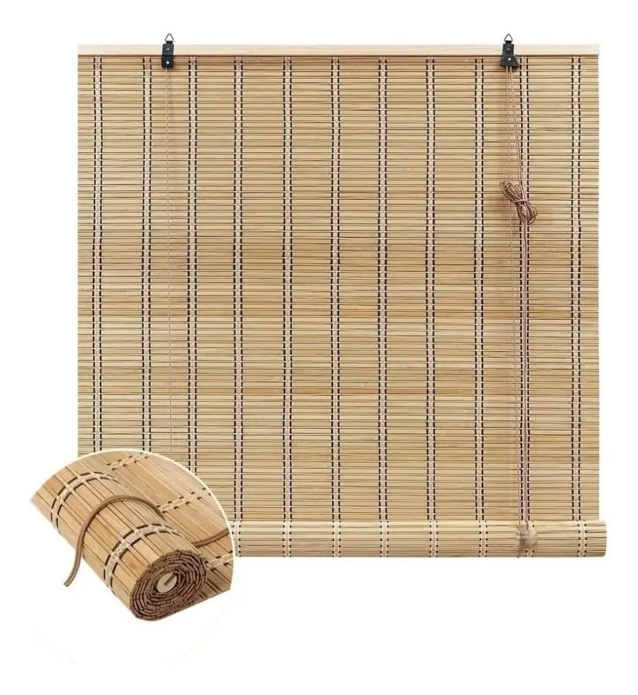 Cortina Enrollable De Bambú Decorativa Resistente 200x200cm