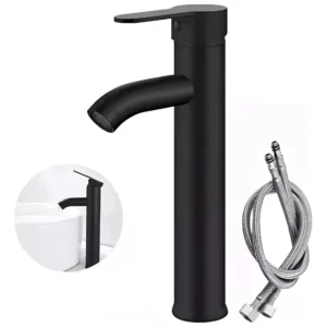 Llave Grifo Monomando Baño Acero Acabado Negro Mate 30,5cm