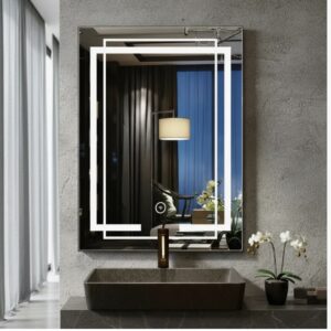 Espejo De Pared Rectangular Tres Tipos De Luces Led 50×70