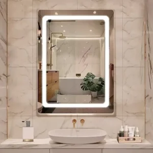 Espejo De Pared Rectangular Con Luz Led Blanco Frío 80×60