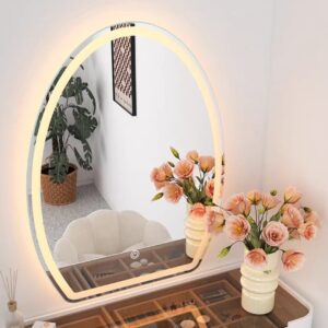 Espejo De Pared Semi-Redondo Luz Led Tres Colores 80cmx60cm