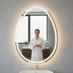 Espejo De Pared Redondo Con Luz Led Tres Colores 80×60