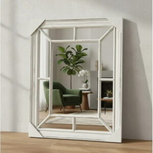 Espejo Decorativo Moderno Con Marco Blanco 76.5x61 Cm
